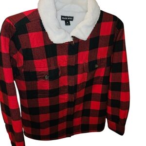 Black Rivet Red and Black Checkered Jacket with White Collar